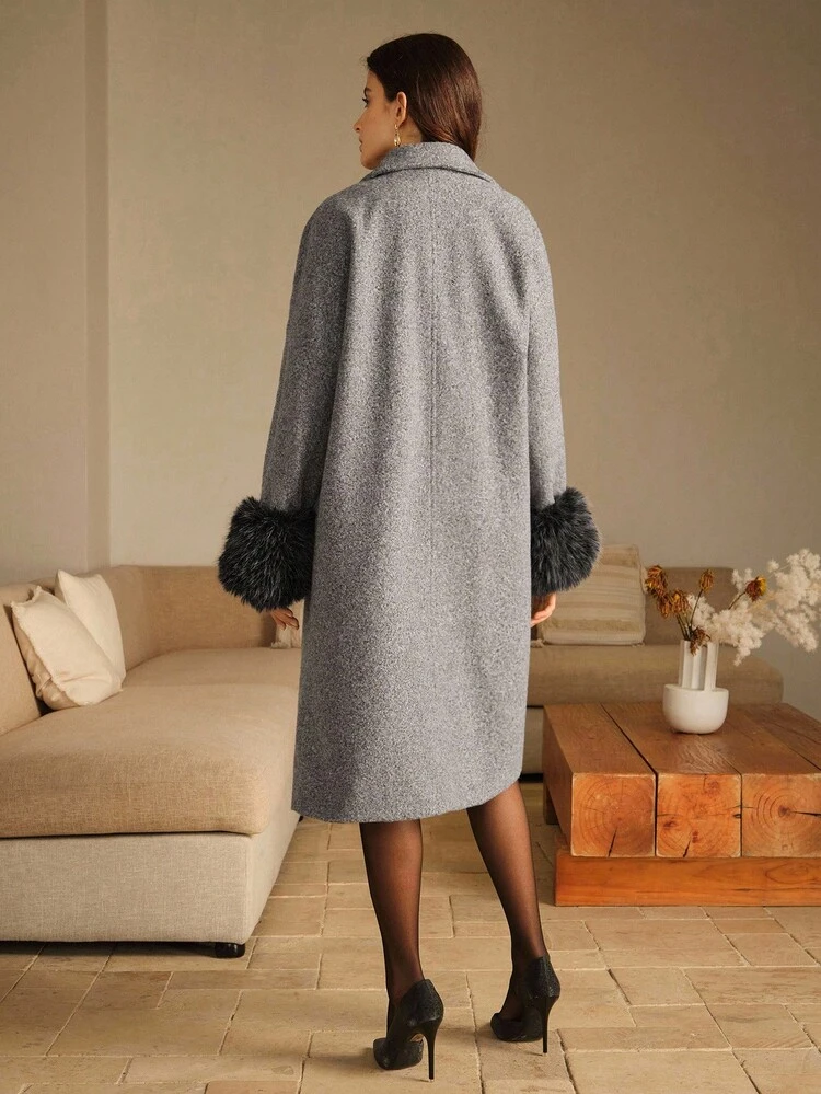 Abrigo largo de manga larga con botones, de estilo minimalista y casual para mujer, para otoño/invierno