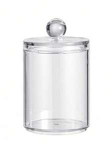 1 pièce Boîte de rangement transparente pour cotons-tiges avec couvercle en bambou, boîte de distribution de tampons de maquillage anti-poussière, bocal en plastique transparent pour rangement de cotons-tiges, cosmétiques, organisateur de salle de bain, fournitures de rangement et d'organisation pour la maison, cadeau de fête, cadeau de Noël - Multicolore - Voir 15