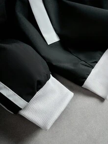 Manfinity EMRG 男士休闲拉链撞色立领户外风衣夹克，秋季，垃圾摇滚 - 黑色 - 查看 5
