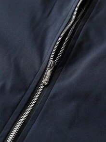 Manfinity Homme 男士休闲时尚街头风长袖拉链外套，秋季款 - 藏蓝色 - 查看 6