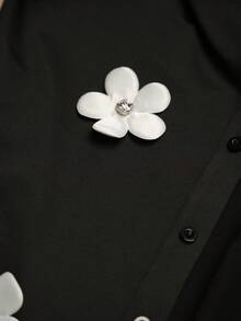 MaterniChic 2件套孕妇休闲3D花卉无袖连衣裙和夹克套装 - 黑與白 - 查看 4