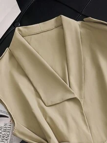 Lunelith SHEIN Lunessa Abrigo de mujer tipo trinchera vintage francés de diseño único, cuello en V, cintura con lazo, corte holgado, para primavera/otoño