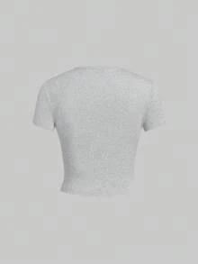 SHEIN EZwear 5件套基本款纯色修身短袖T恤 - 酒紅色 - 查看 8