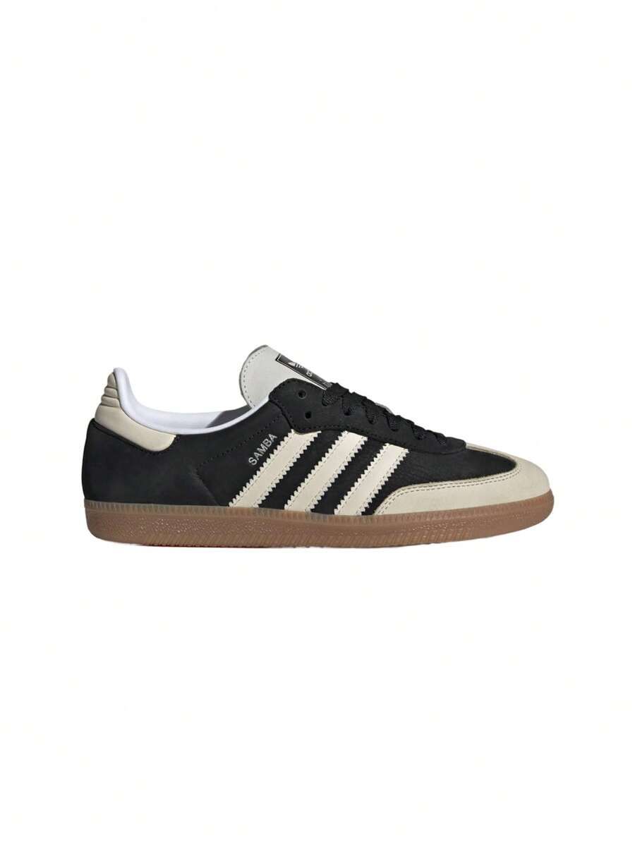 Adidas Giày thể thao nữ Samba OG màu đen/trắng/bạc ánh kim IE5836 - Đen cơ bản / Trắng kỳ diệu / Bạc ánh kim - Xem 1
