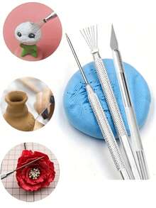 2/3/4/5Pcs Feather Wire Texture Pottery Tools Polymer Clay Modeling &Multifunctional Nail Art Seven-Needle Wire Brush Tool DIY Ceramic Brush Pottery Tools ,Nail Designs