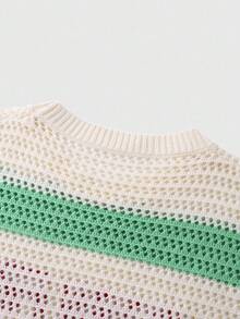 ROMWE MEN Street Life Men's Striped Knit Loose Short Sweater, Fall Winter