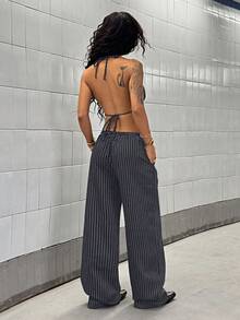 StreetHx 2件套女士休闲纯色上衣和裤子套装 - 灰色 - 查看 2