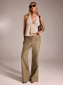 Avantive Pantalon casual d'affaires taille basse pour femmes, tenues décontractées d'été pour femmes, pantalon blanc Y2K pour l'automne/hiver