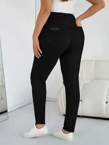 SHEIN CURVE+ Jeans déchirés stretch Y2K noir pour femmes, automne et hiver. Tenues complètes pour femmes, costumes d'Halloween, style campagnard pour femmes, automne chic