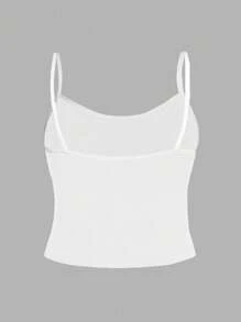 SHEIN EZwear 大码女式休闲白色短款性感吊带背心，适合夏季 - 白色 - 查看 2