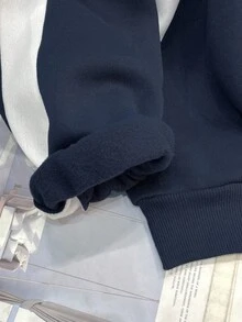 SHEIN Teen Girl Colorblock Letter Print Pattern Loose Casual Hoodie Sweatshirt,In Fall/Winter