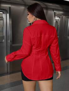 Calvaya Plus Size Women Solid Color Front Button Long Sleeve Casual Blouse Women Shirt Fall Cloth For Women