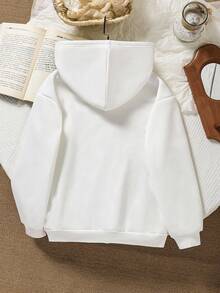 Tween Girl Casual Comfortable Blue Bow Sweatshirt, Loose Fit, Suitable For Autumn/Winter Wear Fall - White - View 2