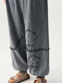 Bohemela BOHO Solid Color Knitted Low Waist Loose Drawstring Pants For Women