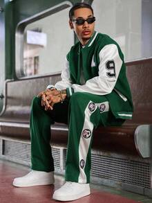Manfinity Roghcode Manfinity Streetrush 男士简约时尚休闲夹克套装，适合日常穿着，男士两件套服装 - 彩色 - 查看 1