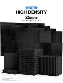 SHEIN ODEK PRETTY 48 Miếng - Tấm cách âm 12"X12"X1/2", Miếng xốp cách âm hình nêm giảm tiếng ồn và hấp thụ âm thanh cho phòng thu âm, phòng nhạc, phòng chơi game, podcasting | Tấm xốp cách âm mật độ cao (có keo hai mặt) - Nhiều màu - Xem 13