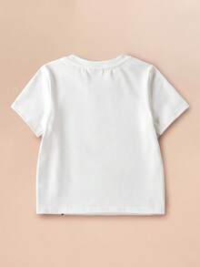 HELLO KITTY AND FRIENDS | SHEIN Baby Girl Cute Cartoon Pattern Round Neck Short Sleeve White T-Shirt - White - View 2