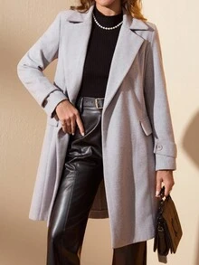 EURMUSE Phụ nữ, Mùa thu, Tay dài, Chiều dài thông thường, Thường ngày, Áo khoác ngoài màu xám nhạt - Màu Xám nhạt - Xem 1