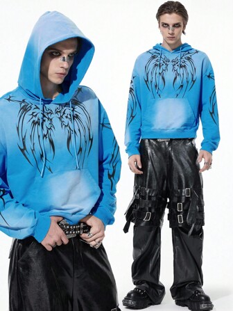 Street Life Felpa con cappuccio blu cielo con ali a spina d'uomo