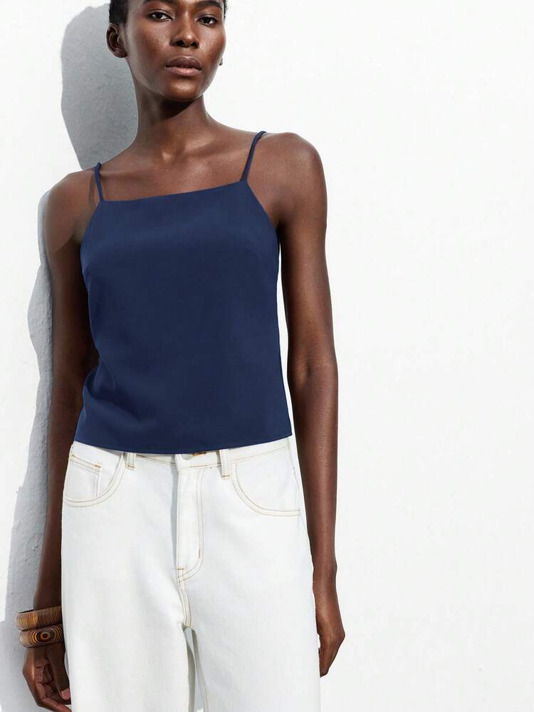 SHEIN Maija Adjustable Spaghetti Strap Backless Bow Tie Camisole Top For Women, Elegant For Carnival, Party, Valentine's Day, Back To School, Music Festival, Formal Social, Commute, Spring/Summer St Patrick's Day Women Easter Summer Easter Women Party Top Beach Summer Holiday Beach Vacation Summer Going Out Graduation