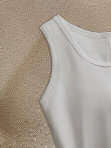 INAWLY Women's Solid Color Slim Fit Tank Tops, Casual Athleisure Basic Daily Wear, Summer Gym Workout White - White - View 4