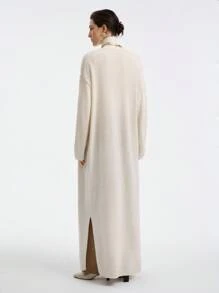 Aalyst Áo khoác len cardigan dài dành cho nữ, Thu/Đông - trắng - Xem 3