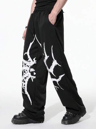 Pantalon de survêtement gothique pour hommes avec imprimé araignée, convient pour l'automne/l'hiver