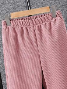 Sparklyn 2pcs Tween Girls Casual Single-Breasted Hooded Jacket And Pants Set, Autumn Fall Winter