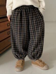 DAZY 男童休闲宽松格子裤，日系风格，秋季款