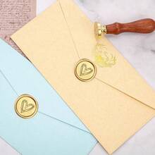 1 Pc (1 Inch) Heart-Shaped Wax Seal Stamp Brass And Wood Handle,For Wedding Invitations Envelope Card Stamp