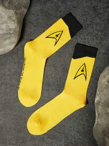 STAR TREK X SHEIN 3 双男士柔软透气吸湿排汗休闲中筒袜时尚简约基本款红蓝黄中筒袜加固脚趾和脚跟，经久耐用男女通用四季百搭夏季冬季 - 彩色 - 查看 10