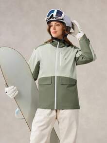 OutZeal 女士滑雪服冲锋衣滑雪徒步防水防风保暖绗缝连帽户外外套秋冬 - 綠色 - 查看 9