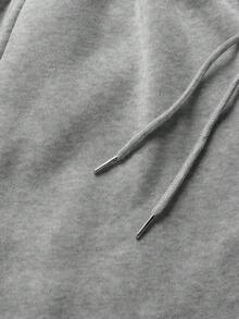 Manfinity Homme Plus Size Men's California Graphic Pullover And Drawstring Waist Sweatpants Set, Fall Winter Clothes - Grey - View 8