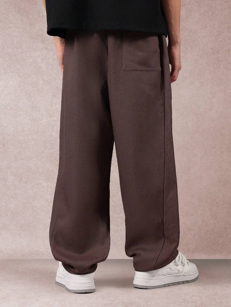 Wide Leg Tweed Pants With Drawstring Waist