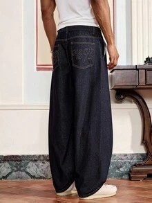 SWAVVY Men's Pleated Pocket Relaxed Fit Tapered Leg Jeans