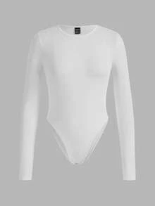 SHEIN EZwear Bộ 3 áo liền quần dài tay tối giản đa năng màu trơn dành cho nữ, phù hợp cho mùa thu/đông - Nhiều màu - Xem 3