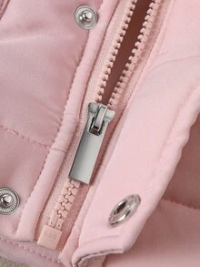 SHEIN Playful Pals Baby Girl Autumn&Winter Coat Casual Style Long Sleeve Warmer Jacket Baby Girl Jacket Winter Fall - Pink - View 8