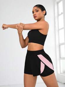 Velisys Short de sport décontracté à couleurs contrastées pour femmes