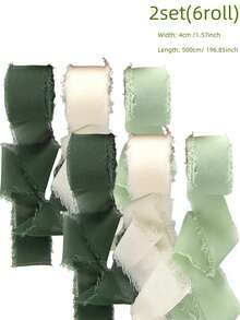 3/6Rolls Pink Suit,Green Suit, Beige Suit Ribbon Handmade Chiffon Silk Ribbon Fringe 1.57" X 16.4ft Frayed Edges Ribbons For Wedding Invitations Bridal Bouquets Gifts Wrapping Crafts Holiday Decorations - Pink Suit - View 23