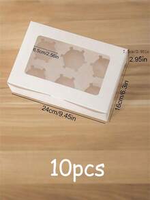 SHEIN 5 件/12 件 12 个带透明窗口的纸杯蛋糕盒 - 一次性糕点架，用于饼干、零食和甜点 - 非常适合日常家庭烘焙和派对学校用品食品袋食品盒适用于糖果巧克力饼干等。