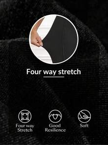Flexra Women's Casual Versatile Solid Color Slim Fit Jeans - Black and White - View 8