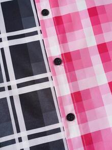 ROMWE MEN Prep Men's Plaid Long Sleeve Shirt, Loose Cropped Fit, Fall - Multicolor - View 3