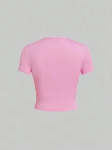 SHEIN EZwear 5 peças/pacote Camisetas Básicas de Manga Curta Slim Fit de Cor Sólida - Azul Marinho - Visão 5