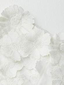 Zanirela 女式 3D 花卉网眼刺绣低腰短裤 - 白色 - 查看 6