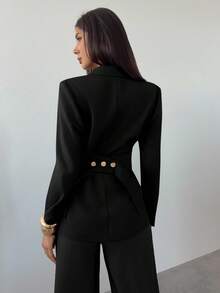 Firerie Áo khoác blazer công sở thanh lịch dành cho nữ - màu đen - Xem 11