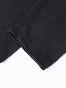 Sparklyn 2 件套复古美式英语图案运动衫和裤子套装，适合少女 - 黑色 - 查看 4