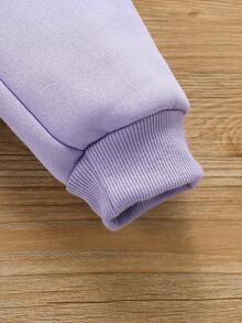 年轻女孩休闲创意蓝色兔子图案印花基本款圆领卫衣 - 紫色 - 查看 5