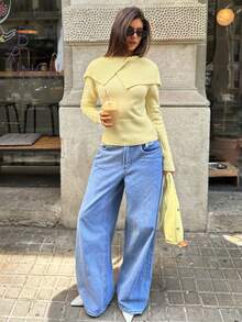Aloruh Women's Turtleneck Tight-Fitting Long Sleeve Yellow Sweater, Autumn/Winter,Fall,Cozy Fall And Winter Clothes For Women - Yellow - View 5