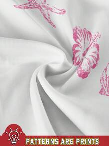 Aloruh 夏季休闲简约海星贝壳印花圆领短袖修身短款女式T恤，适合夏季、海滩度假、春假、毕业季穿着。 - 白色 - 查看 3