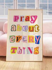 Ore sobre Tudo Arte de Parede Revista Retro Arte Cristã de Parede Decoração de Quarto de Adolescente Menina Arte de Parede de Jesus Estética Arte Cristã Arte Bíblica Opcional Moldura, Arte de Parede com Moldura - Multicolorido - Visão 8